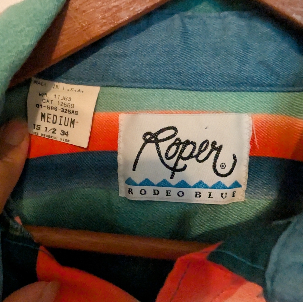 Roper Vintage Western Striped Button-Up Shirt 90's Country Rodeo shirt - Picture 4 of 6